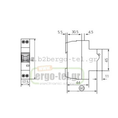 Ασφάλεια αυτόματη μονοπολική (1P) 25Α 10ΚΑ KRIPAL UKB7-25