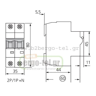 Ασφάλεια αυτόματη διπολική (2P) 25Α 10ΚΑ KRIPAL UKB7-25/2 Ασφάλεια αυτόματη διπολική (2P) 25Α 10ΚΑ KRIPAL UKB7-25/2