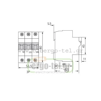 Ασφάλεια αυτόματη τριπολική (3P) 10Α 10ΚΑ KRIPAL UKB7-10/3