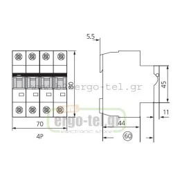 Ασφάλεια αυτόματη τετραπολική (4P) 16Α 10ΚΑ KRIPAL UKB7-16/4