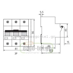 Ασφάλεια αυτόματη τριπολική (3P) 100Α 25ΚΑ KRIPAL UKBH-100/3