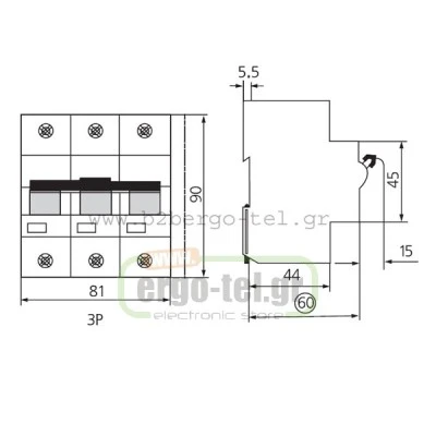 Ασφάλεια αυτόματη τριπολική (3P) 100Α 25ΚΑ KRIPAL UKBH-100/3