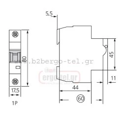 Αυτόματη μονοπολική ασφάλεια DC UKB7-4/1-DC 1X4A 250VDC 6KA για φωτοβολταϊκά