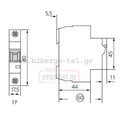 Αυτόματη μονοπολική ασφάλεια DC UKB7-4/1-DC 1X4A 250VDC 6KA για φωτοβολταϊκά