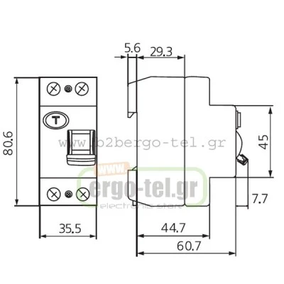 Ρελέ διαρροής (αντιηλεκτροπληξίας) 2Χ40Α 300mA KRIPAL UKF7