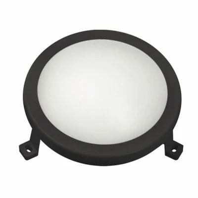 Led απλίκα μαύρη στρόγγυλη πλαστική 6W 420Lm 4000k ενδιάμεσο λευκό φως στεγανή ΙΡ54