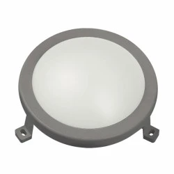 Led απλίκα γκρι στρόγγυλη πλαστική 12W 840Lm 4000k ενδιάμεσο λευκό φως στεγανή ΙΡ54