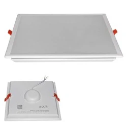 Led φωτιστικό ψευδοροφής λευκό τετράγωνο 24W 230V 3000k θερμό λευκό φως 2040lumen δέσμης 120°