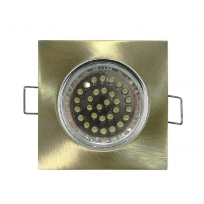 Φωτιστικό σποτ χωνευτό αλουμινίου τετράγωνο σταθερό ματ χρυσό για λάμπες MR16 και GU10