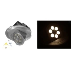 Led σποτ χωνευτό σατινέ αλουμινίου κινητό με 6 led των 3W θερμό φως και γωνία δέσμης 60°