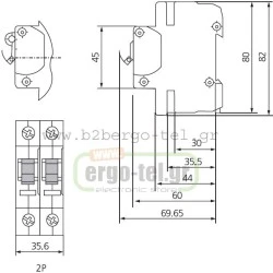 Γενικός ραγοδιακόπτης διπολικός (2P) 2Χ40Α KRIPAL UKC-40/2