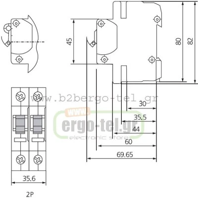 Γενικός ραγοδιακόπτης διπολικός (2P) 2Χ40Α KRIPAL UKC-40/2