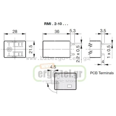 Μικρορελέ τετράγωνο 10A CARLO GAVAZZI RMIA210 2C/O 24V DC 8 ποδιών με ενσωματωμένο LED