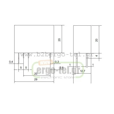 Ρελέ τυπωμένου κυκλώματος 8A RELPOL LCA002-48-5 2 επαφών PCB 48V DC