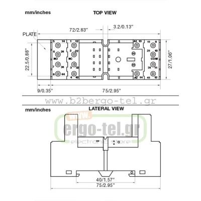 Βάση για ρελέ 14 ποδιών RMIA 45 τετράγωνη CARLO GAVAZZI ΖΜI-4NA
