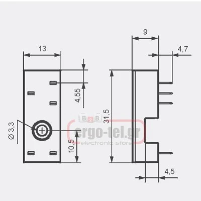 Βάση ρελέ τυπωμένου κυκλώματος 1 επαφής PCB RELPOL GD35