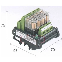 Κλεμορελέ 24V DC 1C/O 10Α 4 ρελέ CABUR R124TLOND1