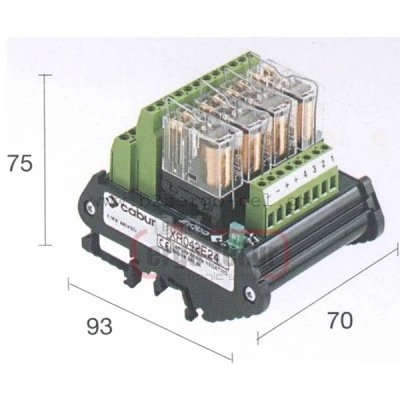 Κλεμορελέ 24V DC 1C/O 10Α 4 ρελέ CABUR R124TLOND1 Κλεμορελέ 24V DC 1C/O 10Α 4 ρελέ CABUR R124TLOND1