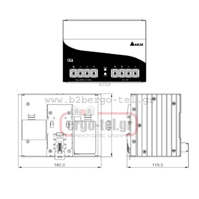 Τροφοδοτικό ράγας DRP024480 τριφασικό με είσοδο 320-575VAC & έξοδο 20A 24VDC 480W DELTA ELECTRONICS