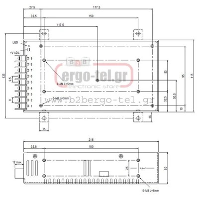 Τροφοδοτικό 200W Q.W. S-200-24 με τροφοδοσία 115-230VAC & έξοδο 8,3A 24VDC