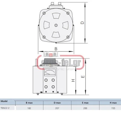 Ρυθμιστής τάσης TDGC2-2 μονοφασικός 0-250V ισχύς εξόδου 2KVA ρεύμα 8A SIMIN