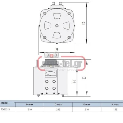 Ρυθμιστής τάσης TDGC2-3 μονοφασικός 0-250V ισχύς εξόδου 3KVA ρεύμα 12A SIMIN