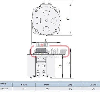 Ρυθμιστής τάσης μονοφασικός TDGC2-5 0-250V ισχύς εξόδου 5KVA ρεύμα 20A SIMIN