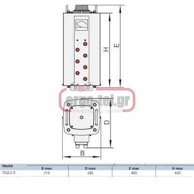 Ρυθμιστής τάσης TDGC2-9 τριφασικός 0-430V ισχύς εξόδου 9KVA ρεύμα 12A SIMIN