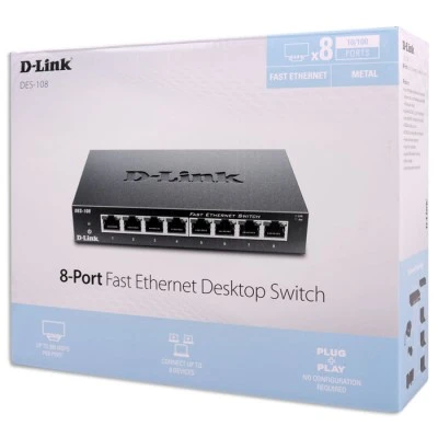Μεταγωγέας δικτύου D-LINK DES-108 8-Port Fast Ethernet Unmanaged Desktop Switch