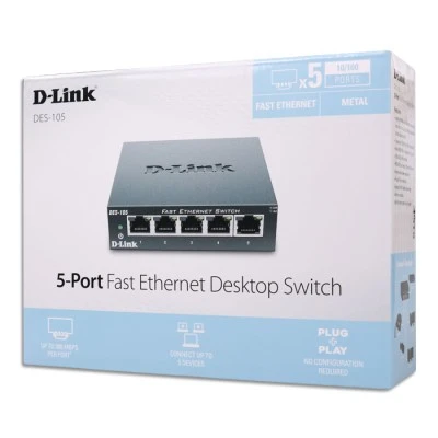 Μεταγωγέας δικτύου D-LINK DES-105 5-Port Fast Ethernet Unmanaged Desktop Switch