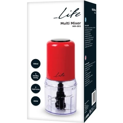 Multi Mixer 400W 230V LIFE MM-001 με δοχείο μίξης 500ml και εργονομικό πλήκτρο λειτουργίας