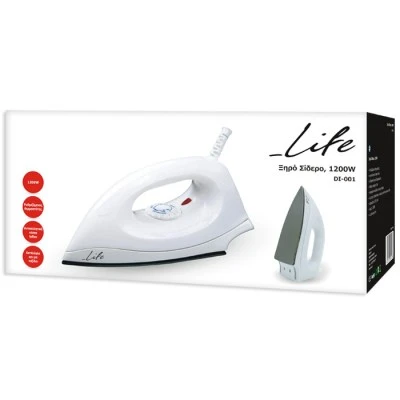 Ξηρό σίδερο LIFE DI-001 1200W με αντικολλητική πλάκα teflon και ενδεικτική λυχνία θερμοκρασίας