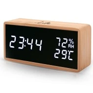 Bamboo ψηφιακό θερμόμετρο/υγρόμετρο LIFE WES-108 BAMBOO εσωτερικού χώρου με ρολόι & ημερολόγιο