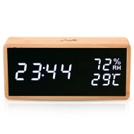 Bamboo ψηφιακό θερμόμετρο/υγρόμετρο LIFE WES-108 BAMBOO εσωτερικού χώρου με ρολόι & ημερολόγιο