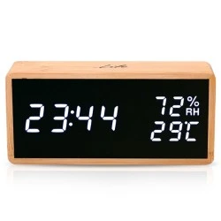 Bamboo ψηφιακό θερμόμετρο/υγρόμετρο LIFE WES-108 BAMBOO εσωτερικού χώρου με ρολόι & ημερολόγιο