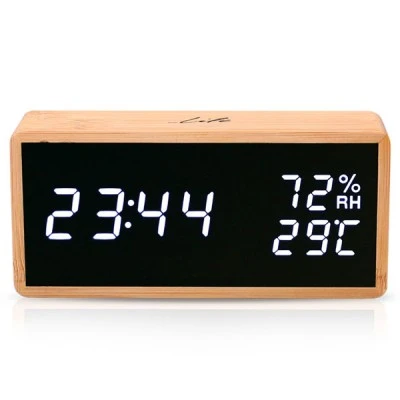 Bamboo ψηφιακό θερμόμετρο/υγρόμετρο LIFE WES-108 BAMBOO εσωτερικού χώρου με ρολόι & ημερολόγιο