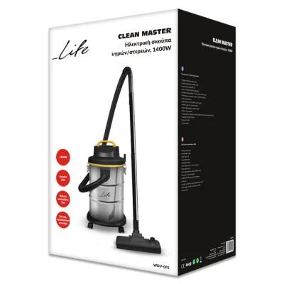 Ηλεκτρική σκούπα υγρών/στερεών LIFE CleanMaster 1400W με ανθεκτικό περίβλημα από ανοξείδωτο ατσάλι Ηλεκτρική σκούπα υγρών/στερεών LIFE CleanMaster 1400W με ανθεκτικό περίβλημα από ανοξείδωτο ατσάλι