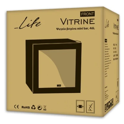 Ψυγείο βιτρίνα Mini Bar 46L LIFE Vitrine με διακόπτη ρύθμισης θερμοκρασίας & πόρτα από διπλό γυαλί
