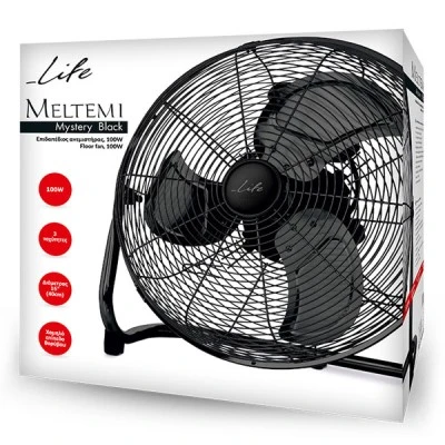 Επιδαπέδιος ανεμιστήρας σε μαύρο χρώμα LIFE MELTEMI MYSTERY BLACK 100W με 3 ταχύτητες λειτουργίας Επιδαπέδιος ανεμιστήρας σε μαύρο χρώμα LIFE MELTEMI MYSTERY BLACK 100W με 3 ταχύτητες λειτουργίας