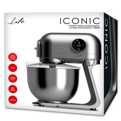 Premium design κουζινομηχανή LIFE ICONIC 1200W με σώμα από αλουμίνιο και inox κάδο μίξης 5L Premium design κουζινομηχανή LIFE ICONIC 1200W με σώμα από αλουμίνιο και inox κάδο μίξης 5L