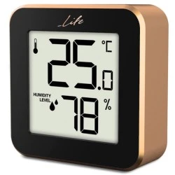Ψηφιακό θερμόμετρο και υγρόμετρο LIFE Alu Mini ROSE GOLD εσωτερικού χώρου με πλαίσιο αλουμινίου