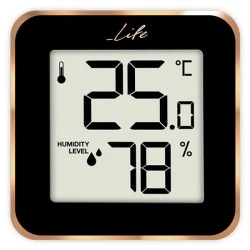 Ψηφιακό θερμόμετρο και υγρόμετρο LIFE Alu Mini ROSE GOLD εσωτερικού χώρου με πλαίσιο αλουμινίου