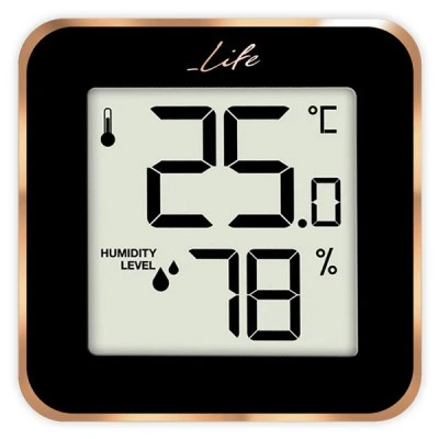 Ψηφιακό θερμόμετρο και υγρόμετρο LIFE Alu Mini ROSE GOLD εσωτερικού χώρου με πλαίσιο αλουμινίου