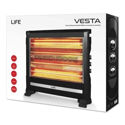 Ηλεκτρική θερμάστρα χαλαζία LIFE VESTA 2800W με ανεμιστήρα και υγραντήρα