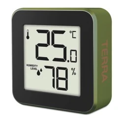 Ψηφιακό θερμόμετρο και υγρόμετρο LIFE ALU MINI TERRA εσωτερικού χώρου σε cedar green χρώμα