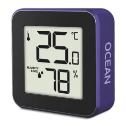 Ψηφιακό θερμόμετρο και υγρόμετρο LIFE ALU MINI OCEAN εσωτερικού χώρου με πλαίσιο αλουμινίου