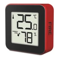 Ψηφιακό θερμόμετρο και υγρόμετρο εσωτερικού χώρου LIFE ALU MINI FIRE κόκκινο με πλαίσιο αλουμινίου