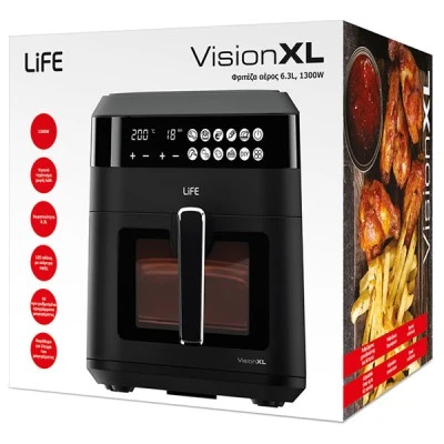 Φριτέζα αέρος LiFE VISION XL 6.3L 1300W με ψηφιακή οθόνη LED γυάλινο παράθυρο και φωτιζόμενο κάδο