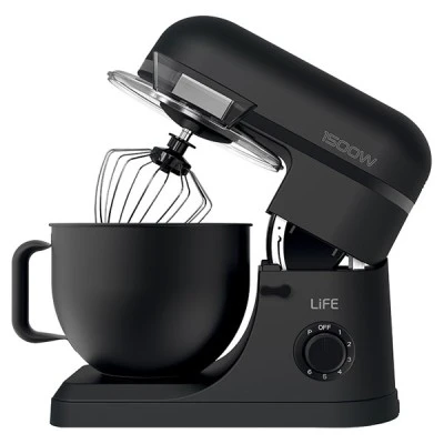 Κουζινομηχανή LiFE Fine Dining της σειράς Flat Black με κάδο μίξης 7L ισχύς1500W με 6 ταχύτητες με 3 γάντζους Κουζινομηχανή LiFE Fine Dining της σειράς Flat Black με κάδο μίξης 7L ισχύς1500W με 6 ταχύτητες με 3 γάντζους