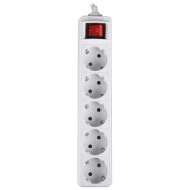 Πολύπριζο 5 θέσεων SONORA PSW501 250V 16A με διακόπτη ON/OFF και καλώδιο 1.5m σε λευκό χρώμα
